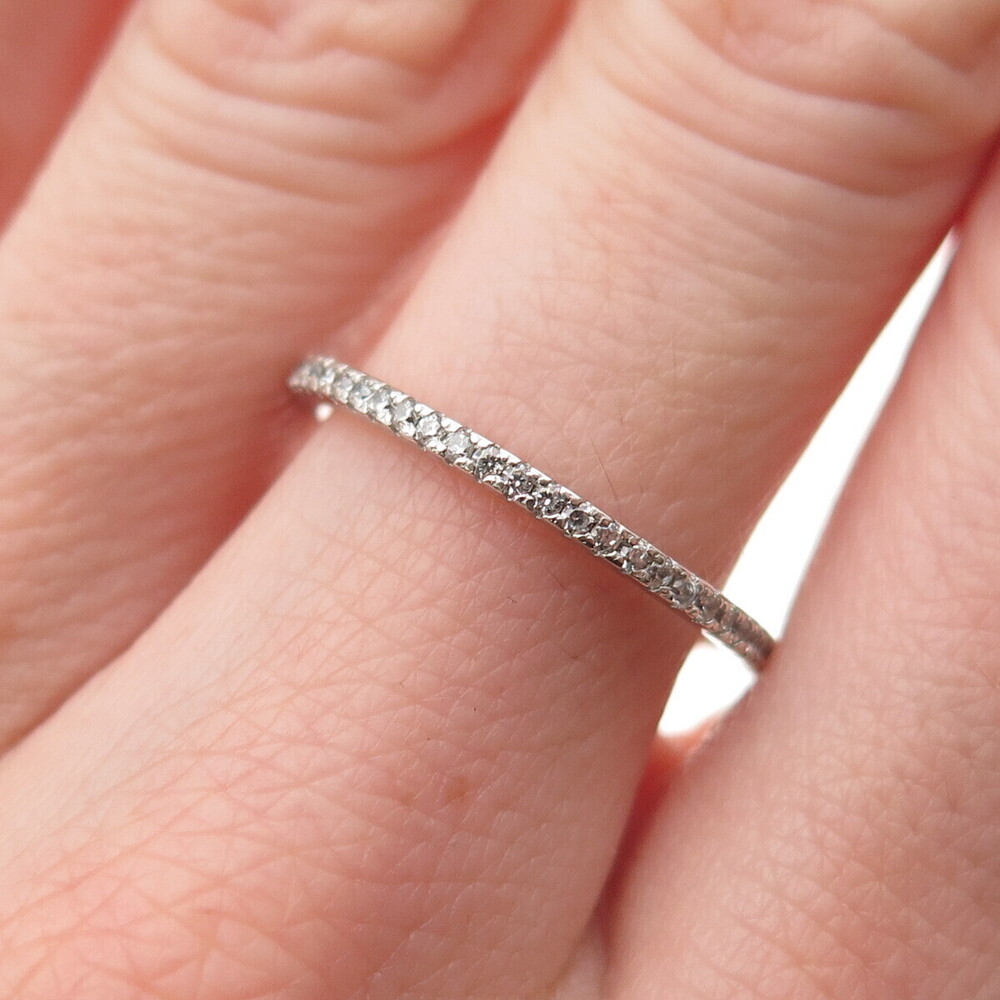 925 Sterling Silver Round-Cut C Z Eternity Stackable Band Ring Size 6.75